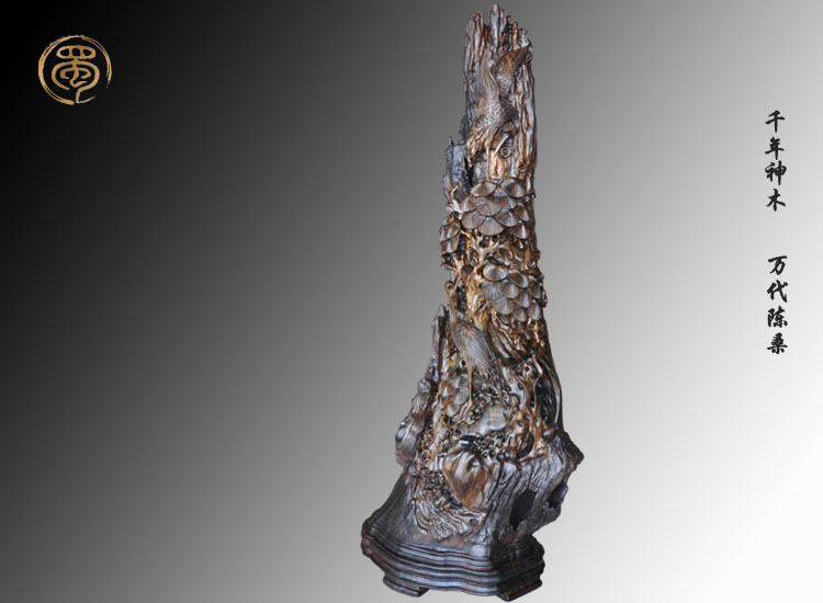 【松鶴延年】烏木金絲楠