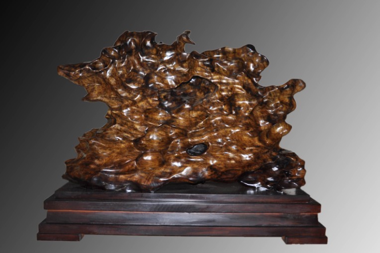 烏木金絲楠滿花自然擺件