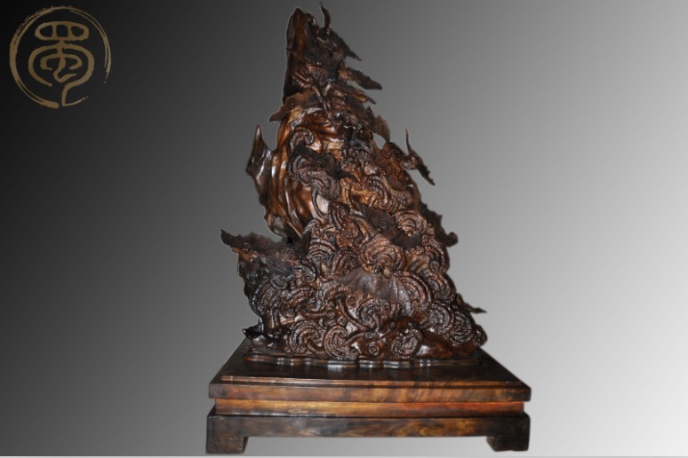 烏木金絲楠精品雕刻——福從天降